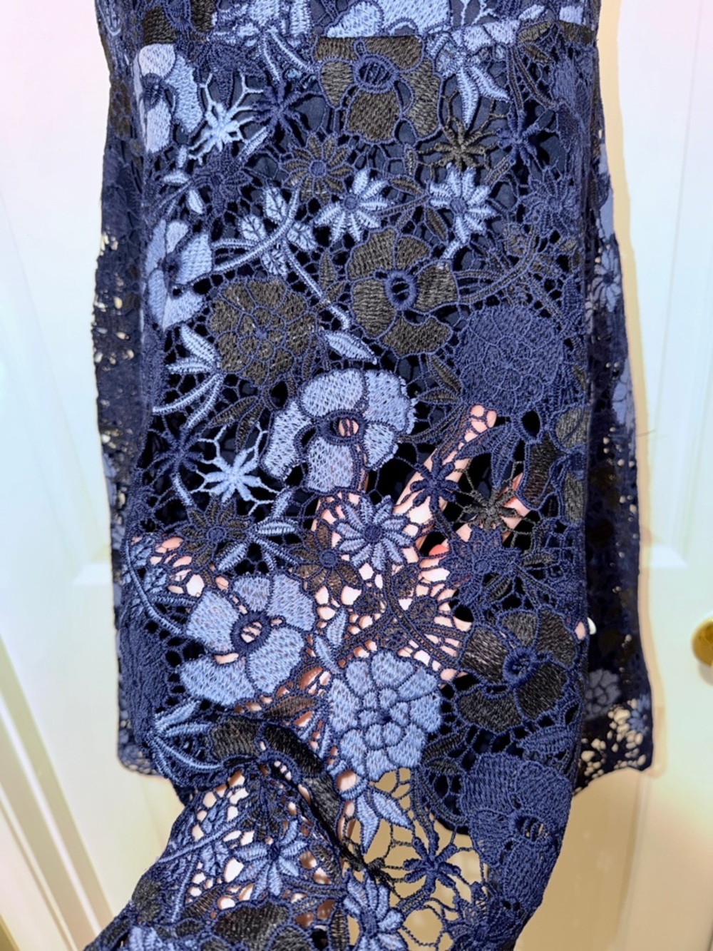 Shoshanna Navy Floral Lace Fit & Flare Dress Size M Wedding Guest Cocktail - Picture 5 of 6